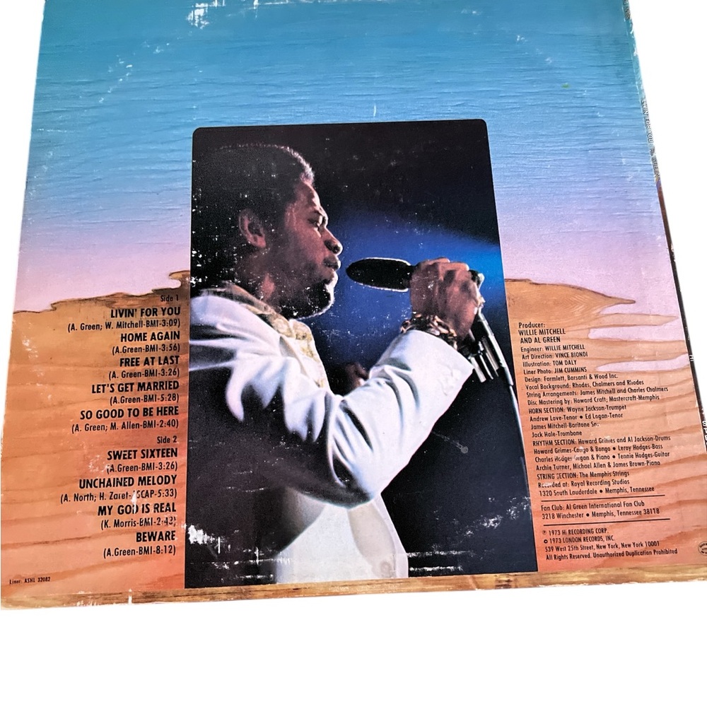 Al Green- Livin' for You Vinyl Record - Picture 2 of 2